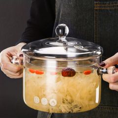 1pc, Glass Stockpot, Glass Pots For Cooking On Stove, Glass Pots For Cooking, Clear Pots For Cooking, Glass Pot, Kitchen Gadgets, Kitchen Accessories, Home Kitchen Items, 5.51''/5.91''/6.3''