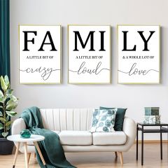 3pcs 15.7*23.6in Frameless Simple Black White Family Wall Poster, Wall Canvas, Canvas Painting