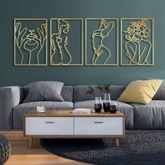 1pc Modern Metal Wall Decor - Abstract Female Silhouette Sculpture for Bedroom, Living Room, and Bathroom - Thickened Line Art Design for Elegant Home Decor