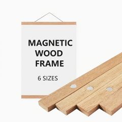1pc Framed Hanging Wooden Magnetic Picture Magnetic Frame Wood Poster For Canvas, Paper, Photo, Map Wall Art, Home Decor