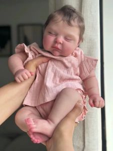 NPK 19inch Sleeping Baby Peaches Soft Body Reborn Doll with 3D Skin Multiple Layers Painting with hand rooted Hair Touch Doll