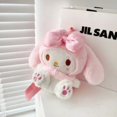 22cm Kawaii Sanrio Melody Plush Backpack Cute Stuffed Animals Dolls Toys Plushie Bag Anime Cartoon Shoulder Backpacks Girl Gifts