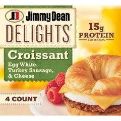 Jimmy Dean Delights Turkey Sausage, Egg White & Cheese Croissant Sandwiches, 19.2 oz, 4 Count (Frozen)