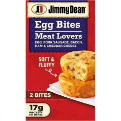 Jimmy Dean Meat Lovers Egg Bites, Pork Sausage Bacon Ham and Cheddar Cheese, 4 oz, 2 Count (Frozen)