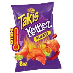 Takis Fuego Kettlez 8 oz Sharing Size Bag, Hot Chili Pepper & Lime Kettle-Cooked Potato Chips