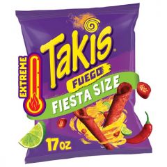 Takis Fuego 17 oz Fiesta Size Bag, Hot Chili Pepper & Lime Rolled Tortilla Chips