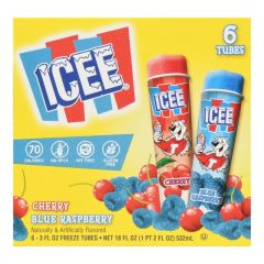 ICEE Cherry Blue Raspberry Tube, 18 oz, 6 Count (Frozen)