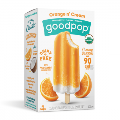 GoodPop Orange n' Cream Organic, Dairy-Free Frozen Fruit Bars, 4 CT