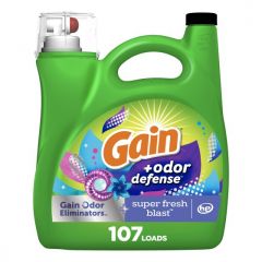 Gain + Odor Defense Liquid Laundry Detergent, Super Fresh Blast, 92 fl oz, 64 Loads, HE Compatible