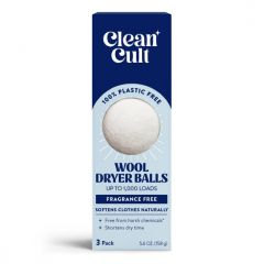 SAME DAY DELIVERY - Cleancult Dryer Balls, Organic Wool, Reusable, Reduces Wrinkles, Unscented, 3 Count