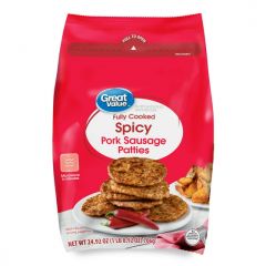 Great Value Fully Cooked Spicy Pork Sausage Patties, 24.92 oz