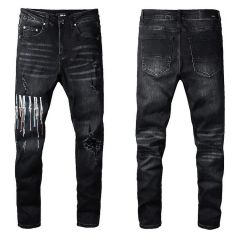 Amiri Black Paint Drip Embroidered Denim Jeans