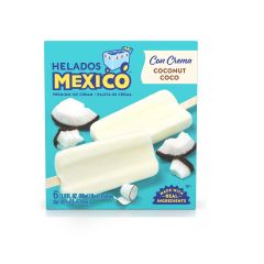 Helados Mexico Coconut and Cream Real Fruit and Ice Cream Bars, Gluten-Free, 16.5 oz, 6 Count