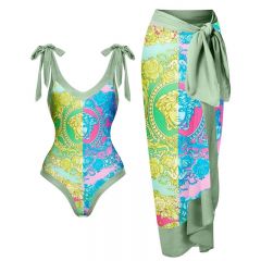 Vintage Bikini Women One Piece Swimsuit Swimwear Skirt Backless Beach Dress Designer 2023 Bathing Suit  Wear Beachwear