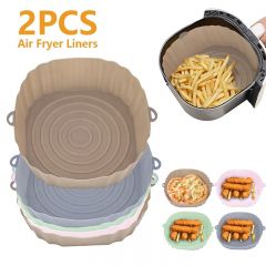 2pcs Silicone Air Fryers Oven Baking Tray Pizza Fried Chicken Airfryer Silicone Basket Reusable Airfryer Pan Liner Accessories