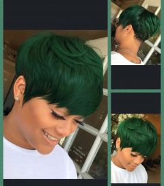 BeiSDWig Mixed Synthetic Wigs for Black/White Women Short Green Hair Wig Heat Reistant Hairstyles for Women Haircuts