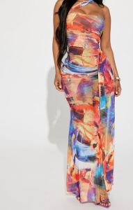 Veronica Mesh Maxi Dress - Multi color