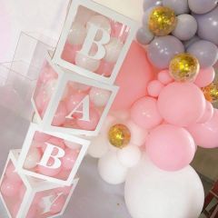 Transparent Letter Baby Shower Box Birthday Wedding Custom Name Balloon Box 1st Birthday Party Decorations Kids Babyshower Girl