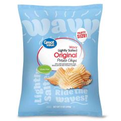 Great Value Wavy Lightly Salted Original Potato Chips, 13 oz