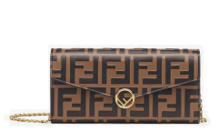 FENDI Chain Brown leather wallet