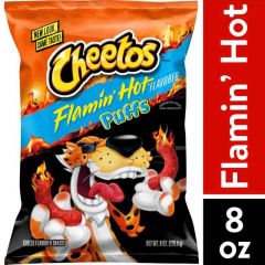 Cheetos Puffs Flamin' Hot Cheese Flavored Snacks, 8 oz (Packaging may vary)